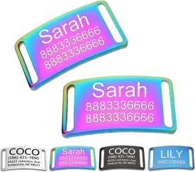 Slide-On Pet ID Tag,Silent Collar Tag for Dog and Cat Collars,Curved Personalized Engraved Tag,Custom Stainless Steel Chew-Proof Tags,4 Sizes,Glossy Finish Rainbow,Christmas Gift,Closed Ends