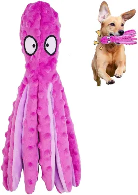 Squeaky Dog Toys, Crinkle Interactive Plush Chew Dog Toy Octopus for Hide and Seek and Puppy Teething, Perfect for Puppies, Small and Medium Dogs,1 Pack (Purple)