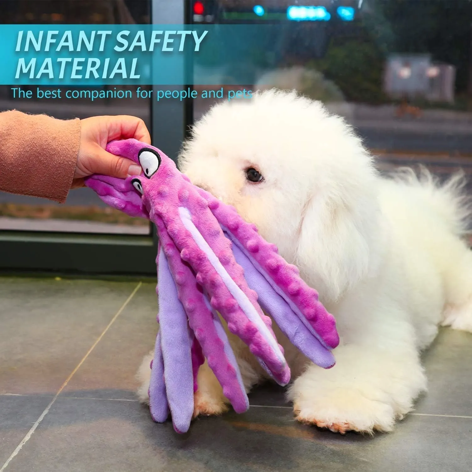 Squeaky Dog Toys, Crinkle Interactive Plush Chew Dog Toy Octopus for Hide and Seek and Puppy Teething, Perfect for Puppies, Small and Medium Dogs,1 Pack (Purple)