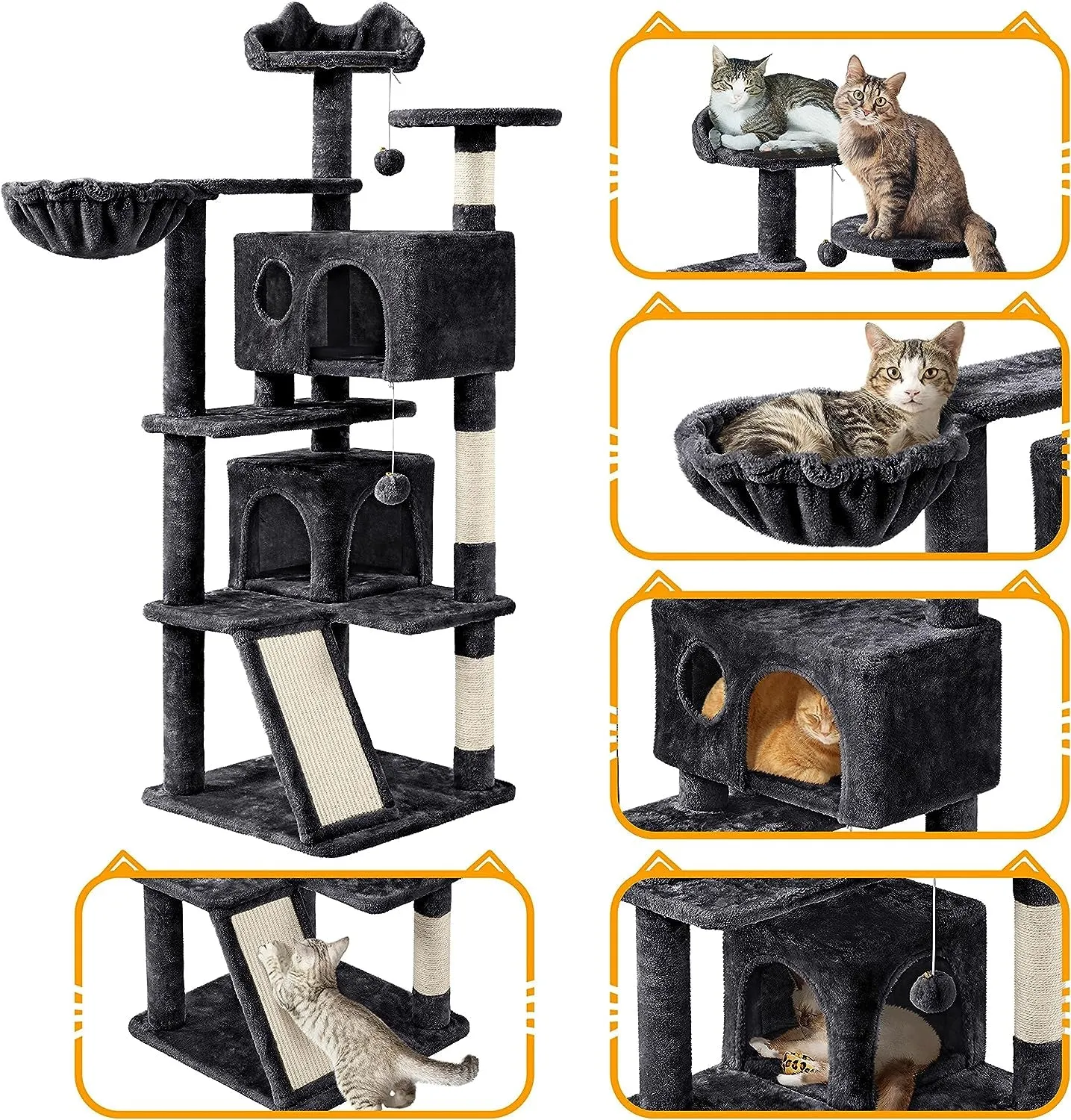 Stable Multi-Level Cat Tree: Sisal Scratching Posts