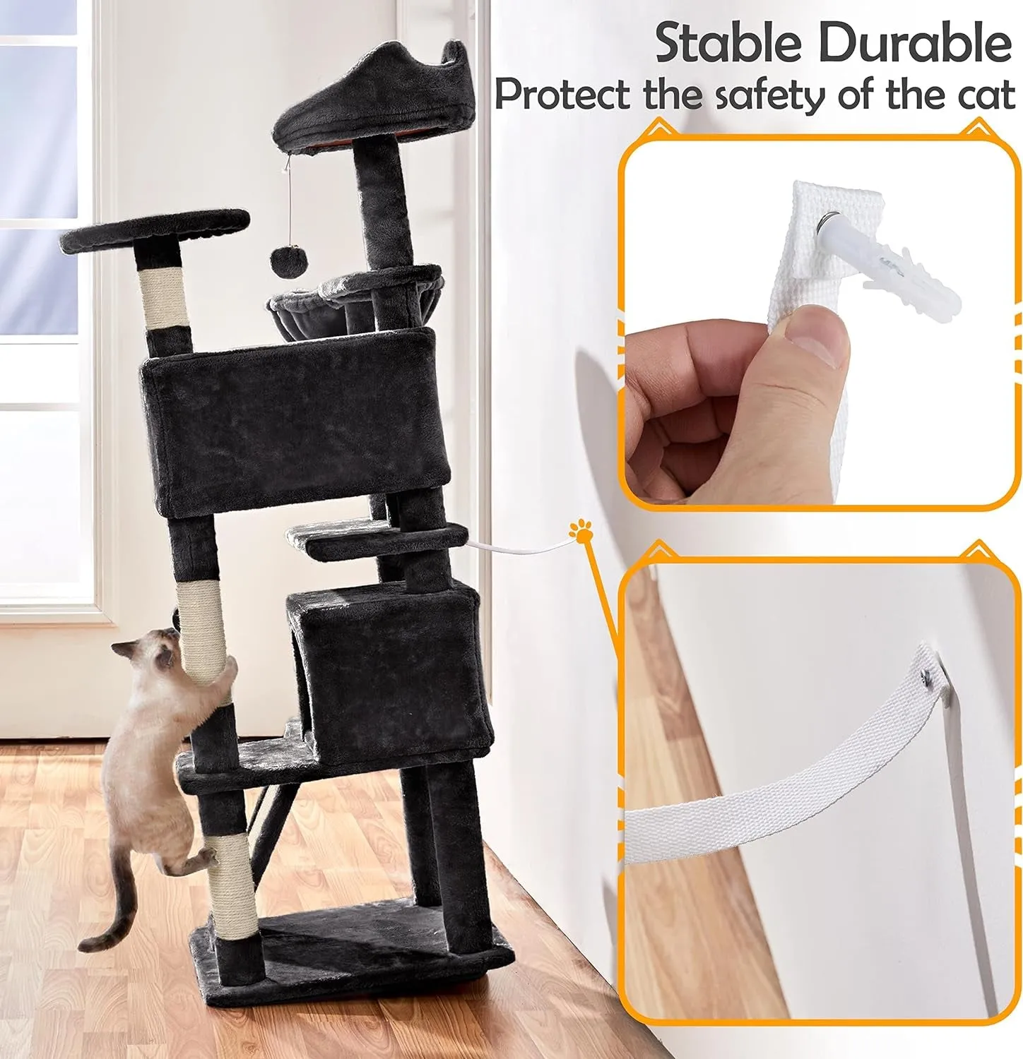 Stable Multi-Level Cat Tree: Sisal Scratching Posts