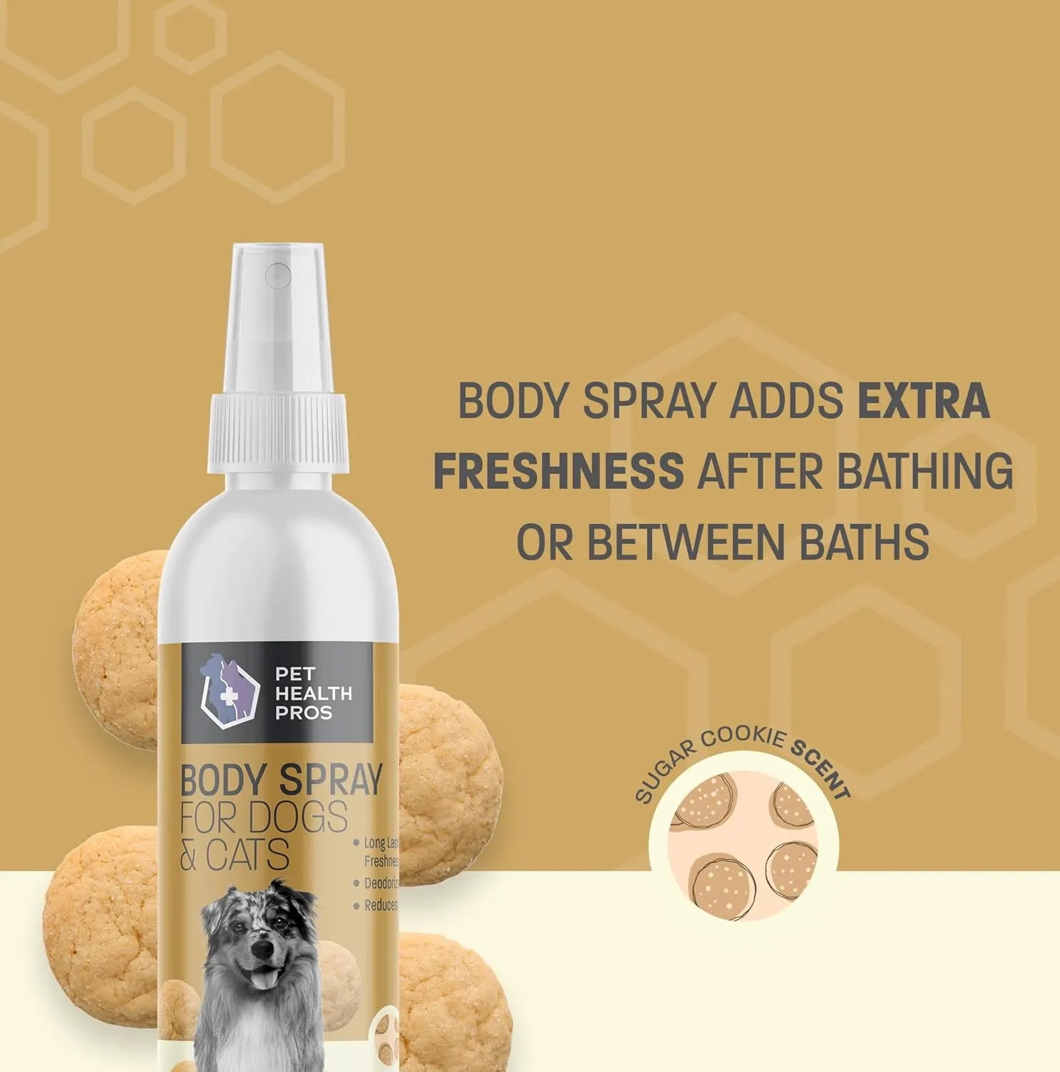 Sugar Cookie Scented Dog Deodorizing Spray for Dogs and Cats - Long Lasting Pet Cologne and Deodorizer - 8 oz