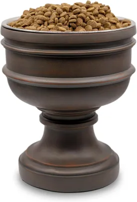Summit Single Elevated Dog Bowl Stand with Removable Stainless Steel 44oz Inner Bowl for Medium to Large Breed - Raised Dog Food or Water Station (Large, Brown)