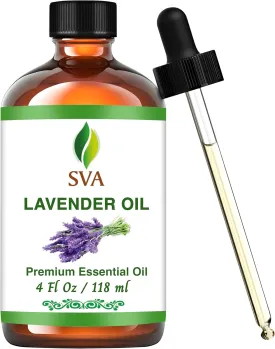 SVA Lavender Essential Oil  4 Fl Oz  100% Natural Lavender Oil - for Diffuser, Hair Care, Face, Skin Care, Aromatherapy, Scalp and Body Massage, Soap and Candle Making  with Dropper