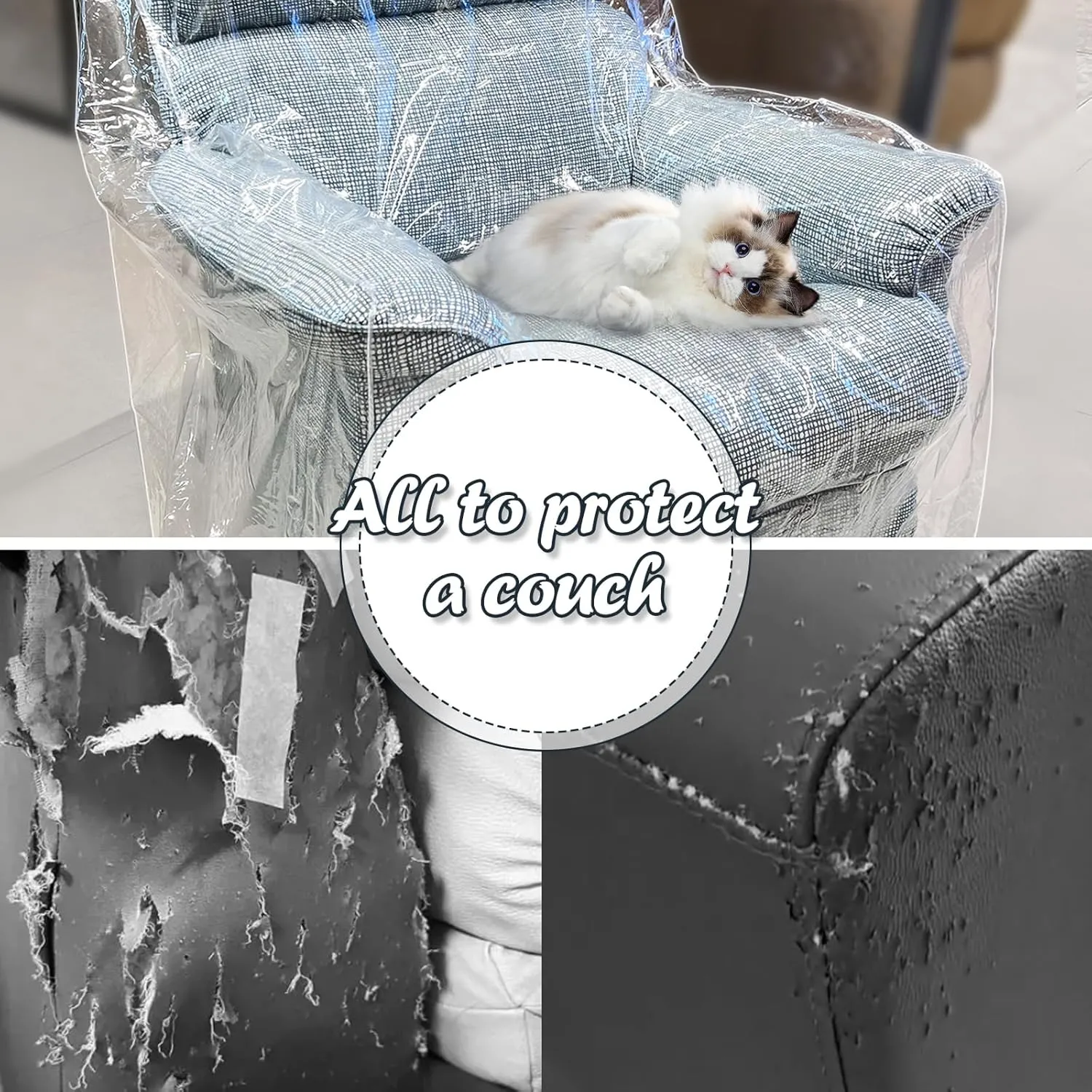 Swanna Plastic Recliner Furniture Cover  Clear Moving Bag for Couch, Heavy Duty Waterproof Cover Pets | Cat Scratching Protector,Plastic Chair Cover 42" BH x 25" AH x 36W x 40D (Armchair-2 Pack)