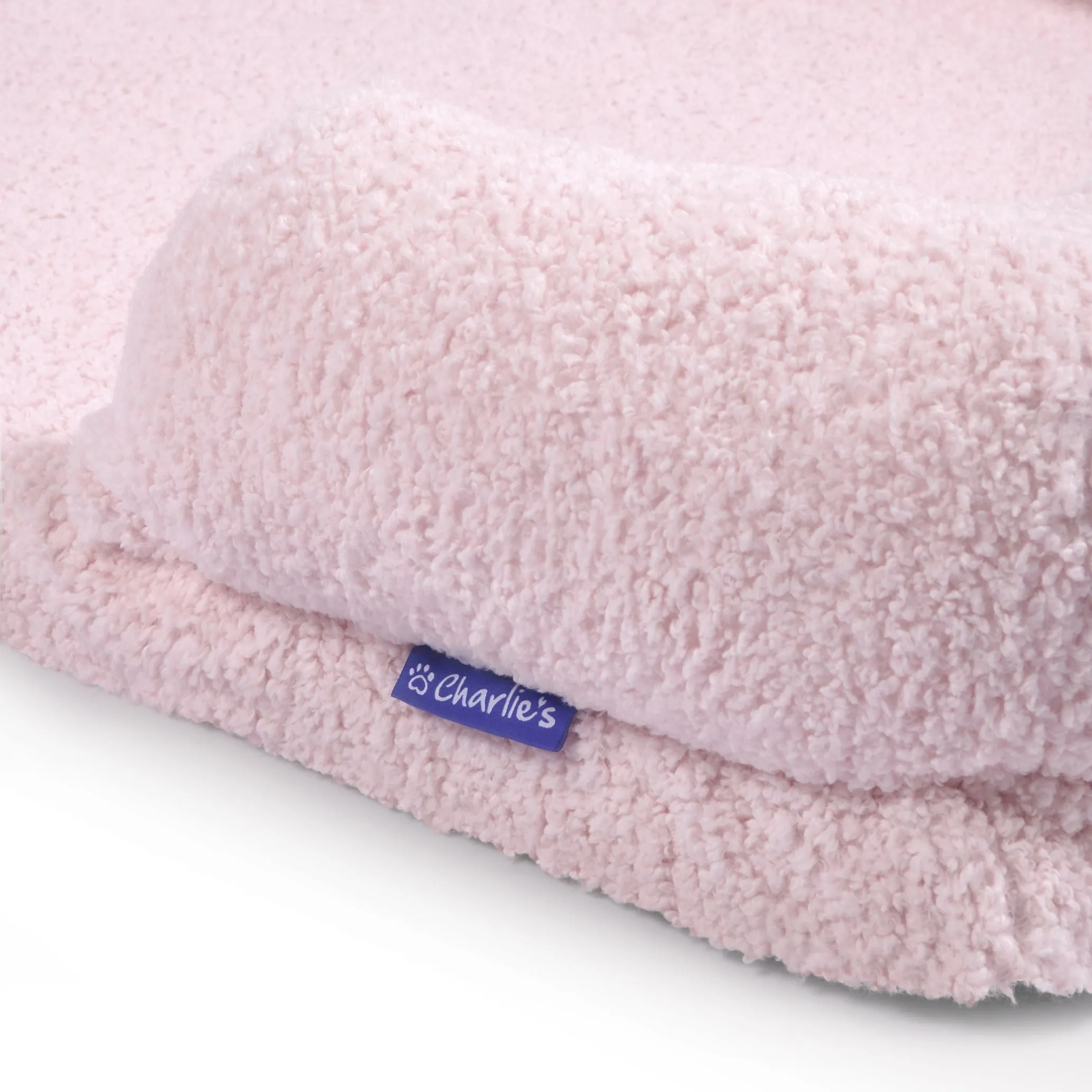 Teddy Fleece Memory Foam Sofa Pet Bed with Bolster - Pink