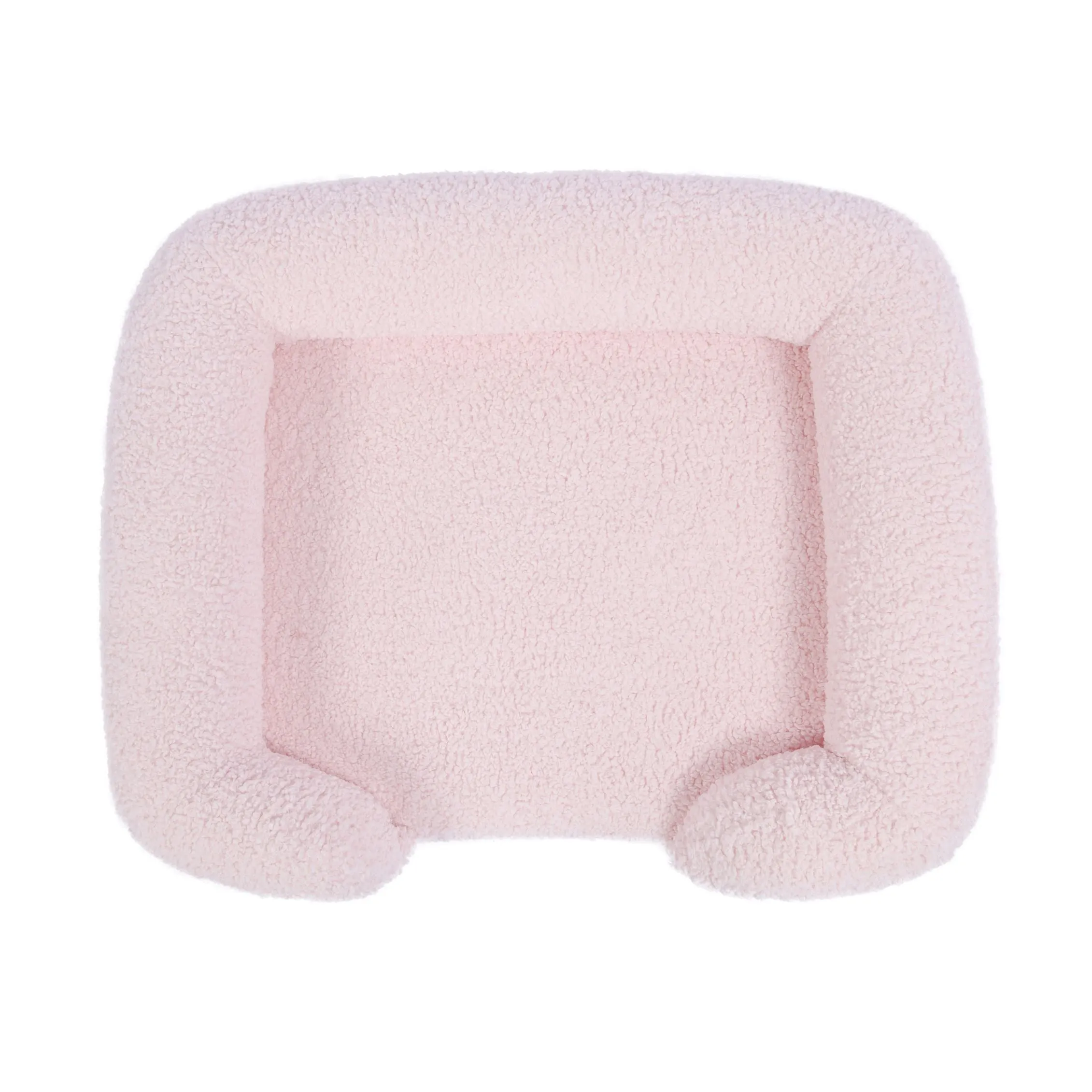 Teddy Fleece Memory Foam Sofa Pet Bed with Bolster - Pink