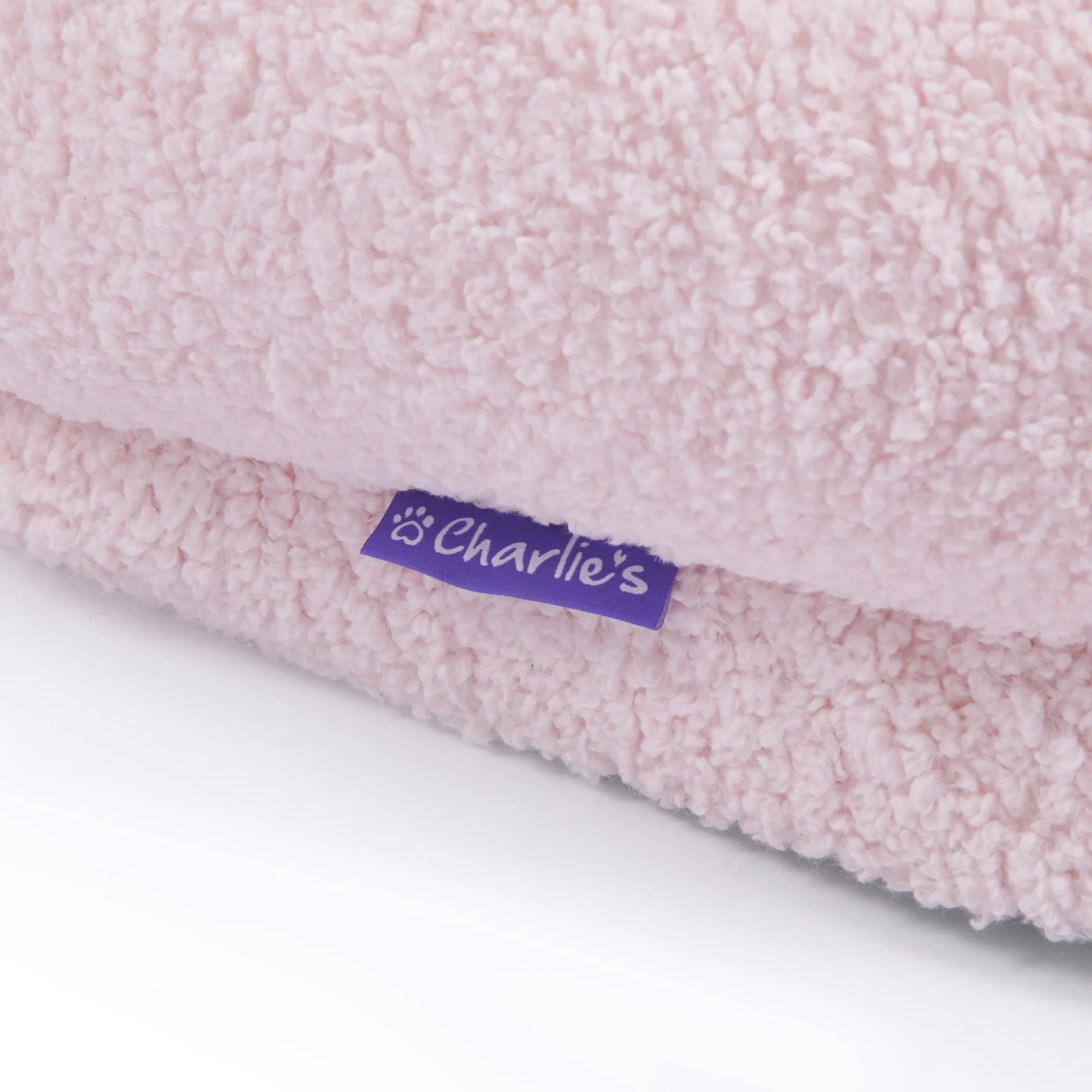 Teddy Fleece Memory Foam Sofa Pet Bed with Bolster - Pink