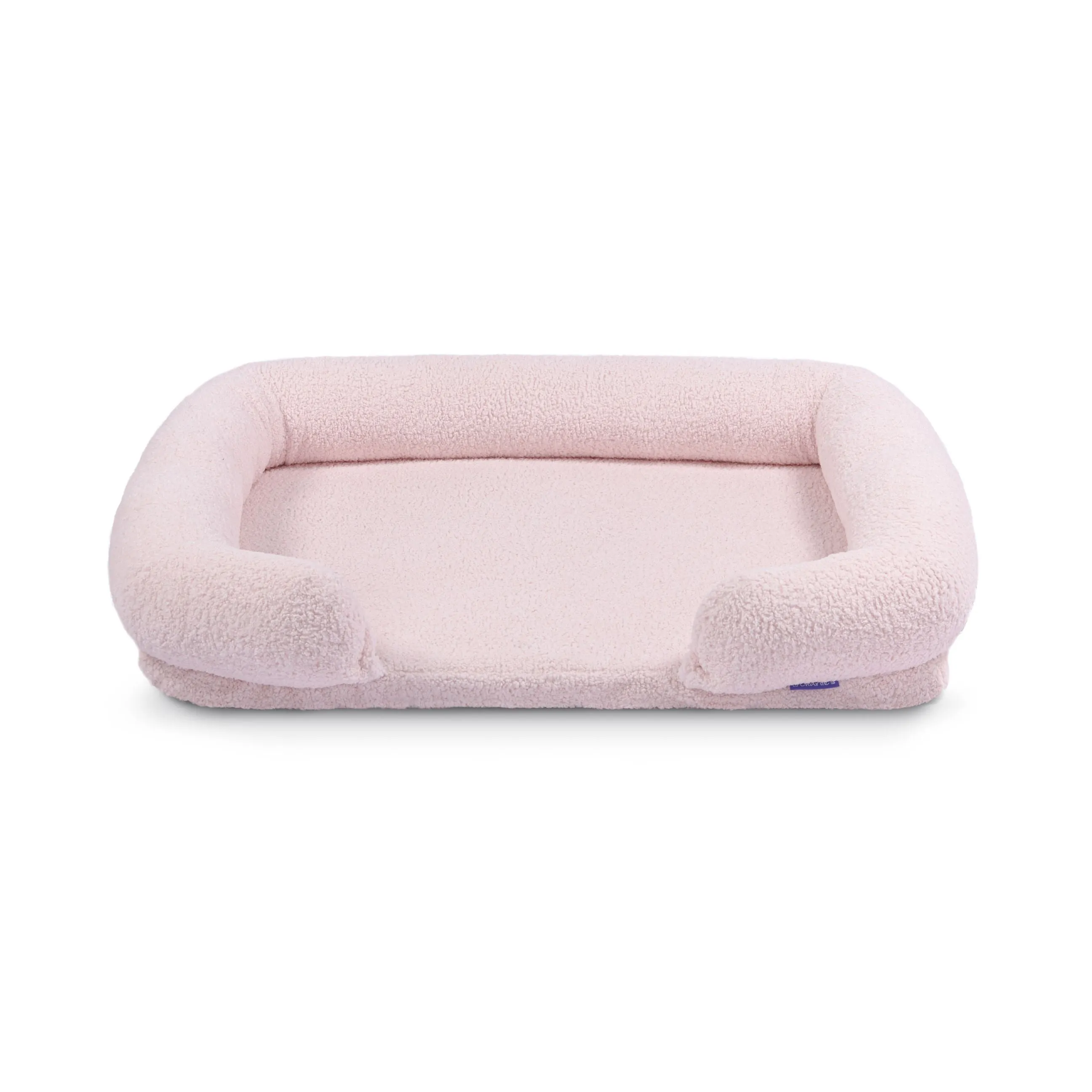 Teddy Fleece Memory Foam Sofa Pet Bed with Bolster - Pink