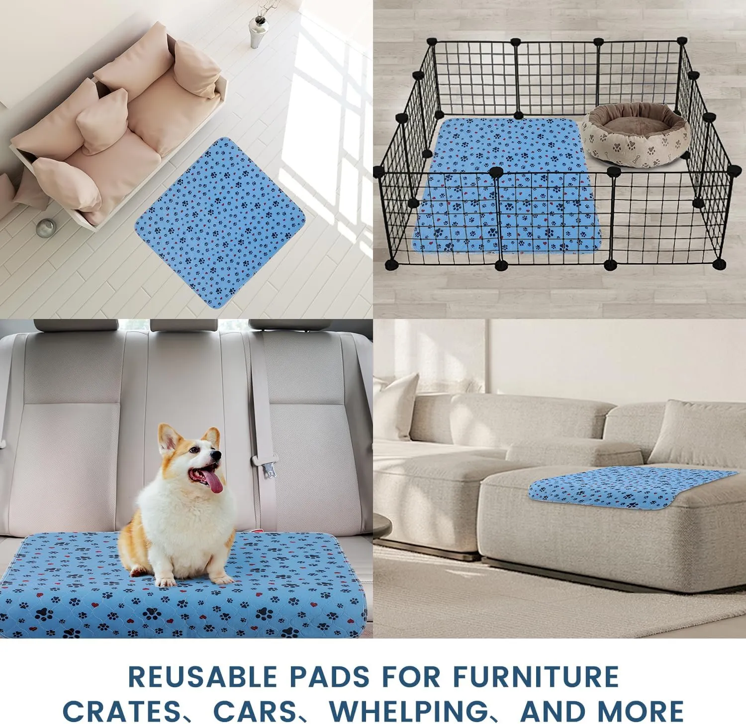 Washable Pee Pads for Dogs,2 Pack Extra Large 34"x36" Super Absorbent Reusable Puppy Pads,Non-Slip 100% Waterproof Dog Pee Pads,Pet Training Pads for Couch, Crate,Potty Training,Floor