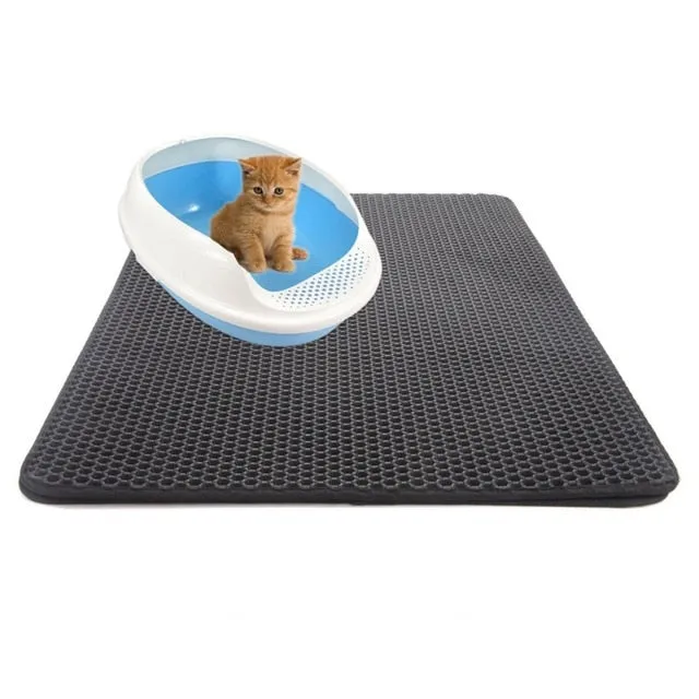 Waterproof Pet Cat Litter Mat Foldable EVA Double-Layer Cats Mat Non-slip Pet Litter Cat Mat Layer Pet Litter Catcher Mat