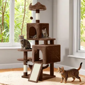 YITAHOME 54in Cat Tree Tower Condo, Multi-Level with Sisal Scratching Post, Cat Condos, Plush Top Perches, Hammock, Space Saving Cat Condo, Dangling Ball, Pet Play House, Perfect Pet Gift, Green